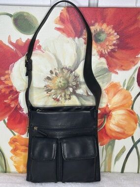 Vintage Fossil black pebbled leather shoulder purse #75082